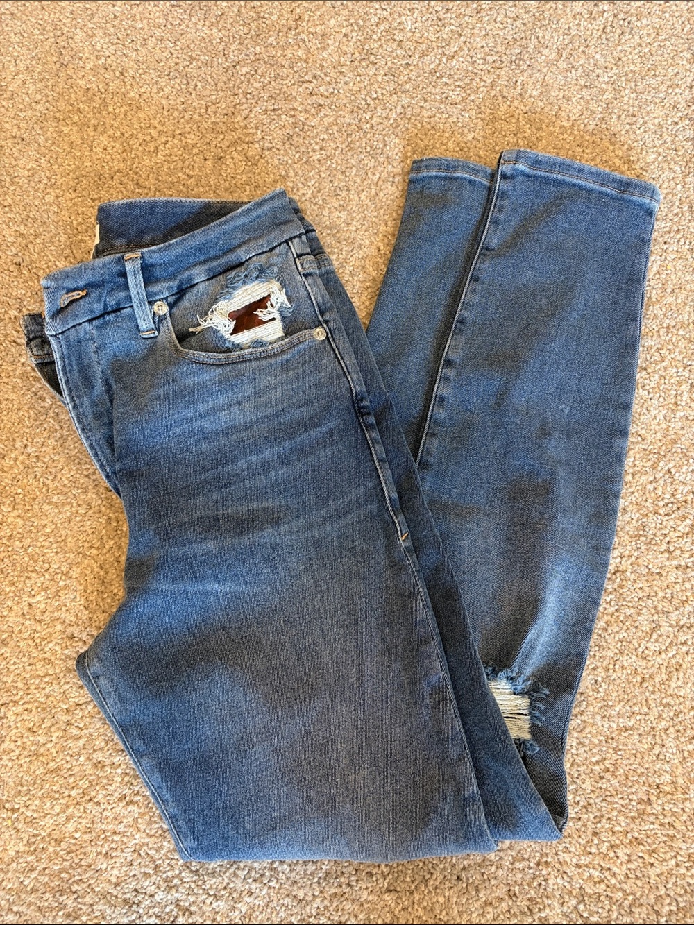 Good American Medium Blue Distressed Skinny Jeans